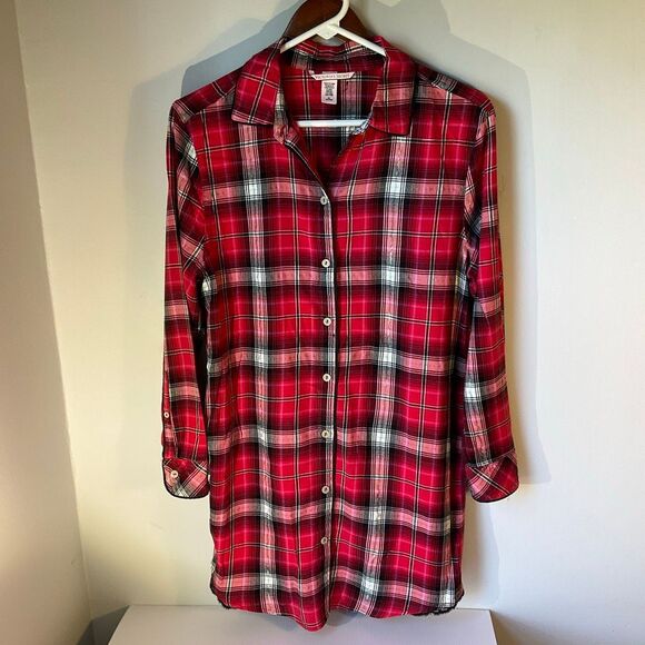 Vintage Victoria’s Secret Plaid And Lace Nightie, M Red Christmas - Picture 3 of 14